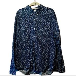 Old Navy Blue Floral Slim Fit Button Up